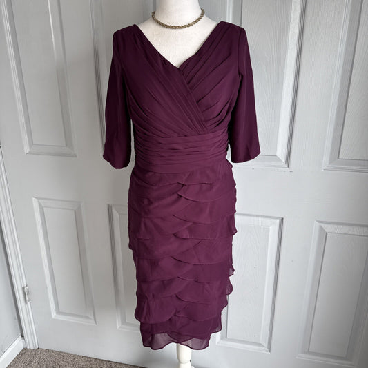 Chiffon Mother Of Bride Semi Formal Wrap Bandage Column Dress Ruffle Layer READ