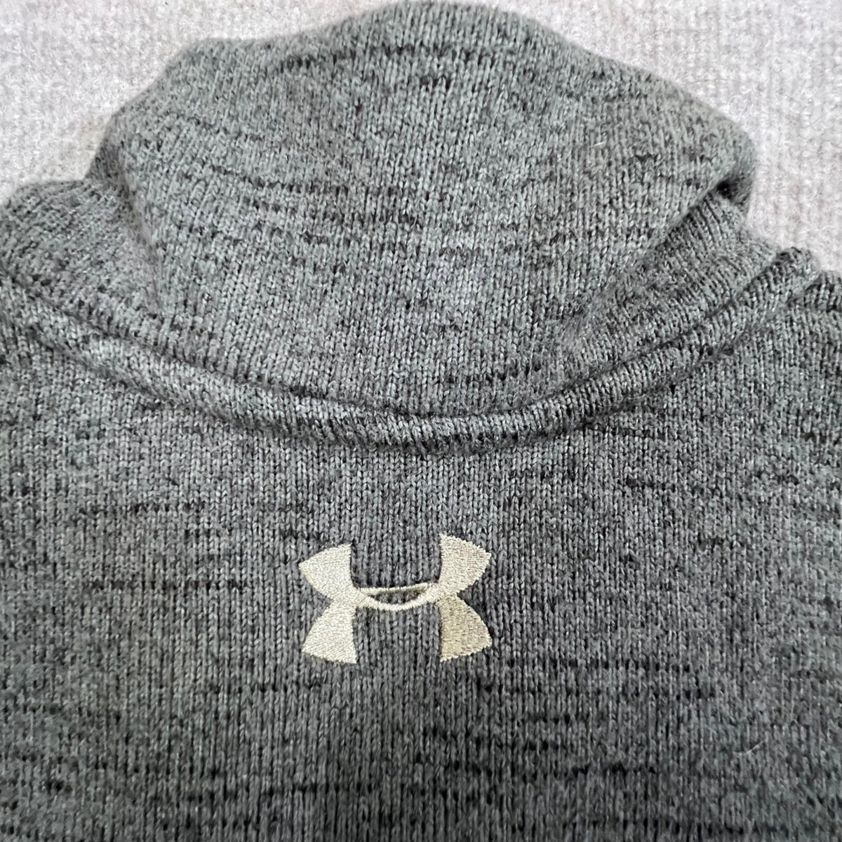 Under Armour Mens Pullover Sweater Gray Fleece 1/4 Snap Mock Neck MD