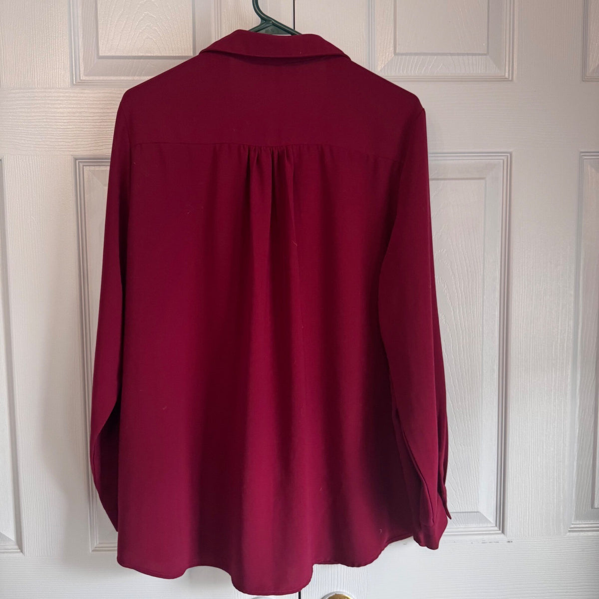 Halara Button Down Shirt Women XL Burgundy Long Sleeve Pocketed Career Chic