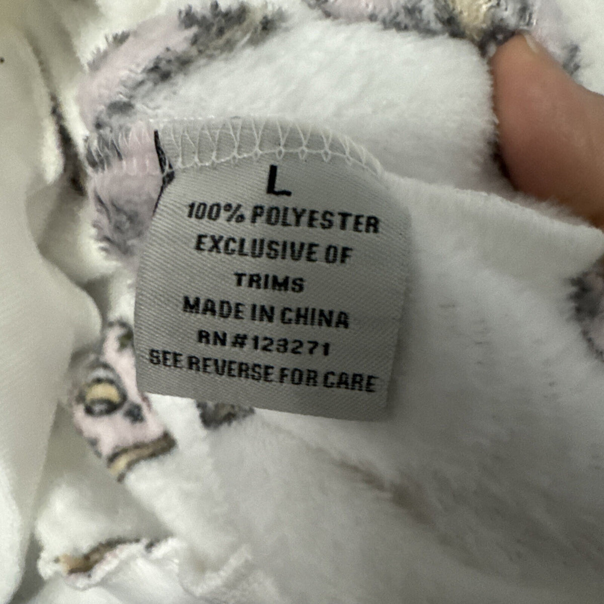Faded Rose Donut Fleece Hoodie Women Large White Soft Plush Loungewear Cozy