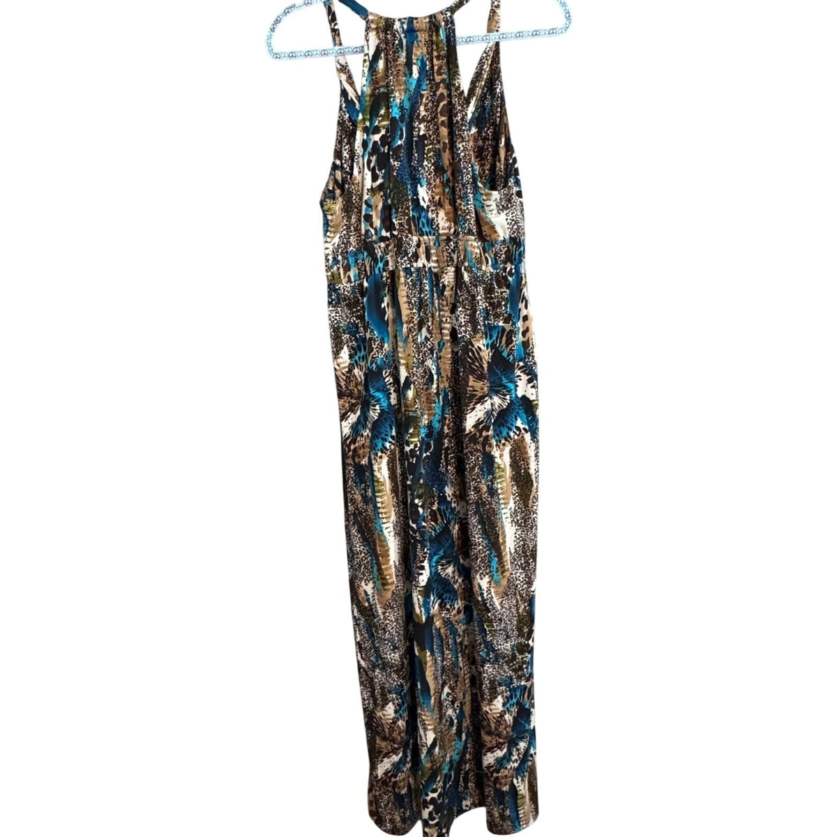 Glamour Maxi Dress Womens 14W Animal Print Sleeveless V Neck Boho Chic