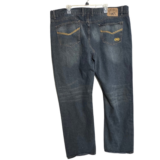 Ecko Unltd Jeans Mens 46x34 Blue Denim Classic Fit Rhino Logo Streetwear Skater