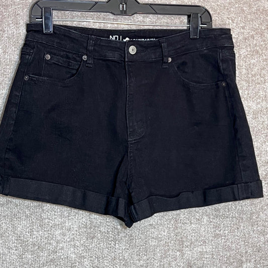 No Boundaries Denim Shorts Women 15 Black High Rise Cuffed Hem Casual Goth