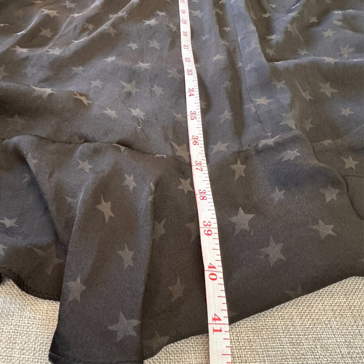Max Studio Black Star Print Ruffle Flirty Hi-lo hem Dress Sz L Orig $138