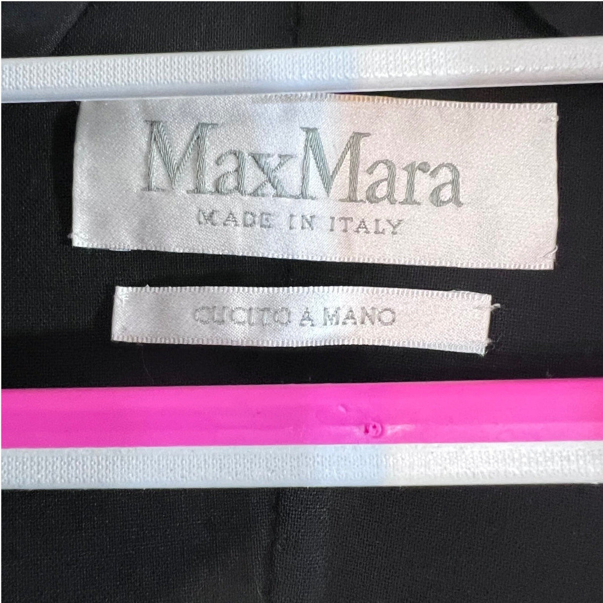 Max Mara Jacket Womens 8 Black Virgin Wool Hand Sewn Asymmetric Office Chic