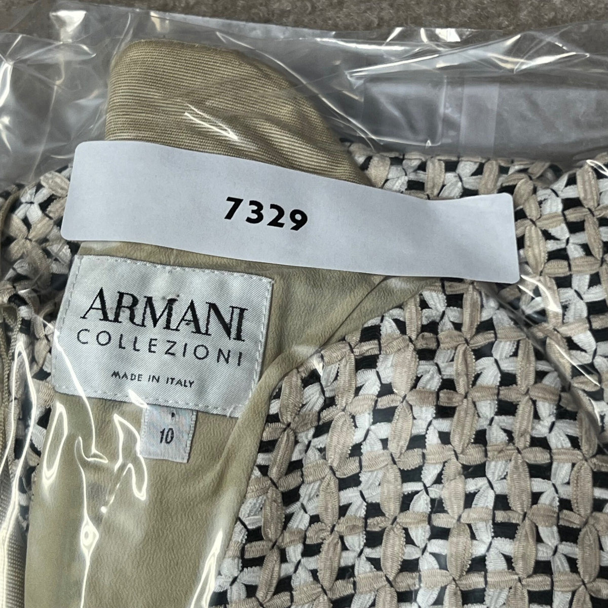 Vintage Armani Collezioni Blazer Jacket Size 10 Tan Black White Textured Knit