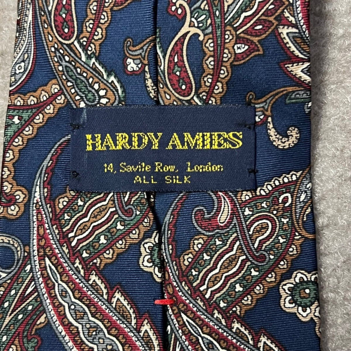 HARDY AMIES London Silk Necktie Blue Paisley Pattern Business Formal