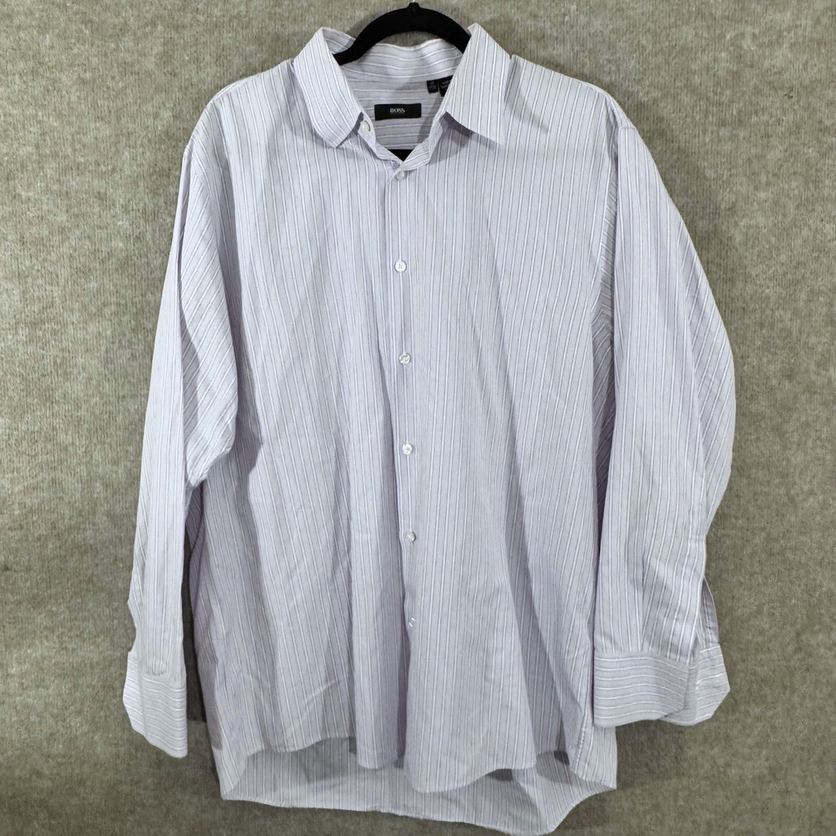 Hugo Boss Button Up Shirt Mens 17 32/33 Purple Striped Long Sleeve Minimalist