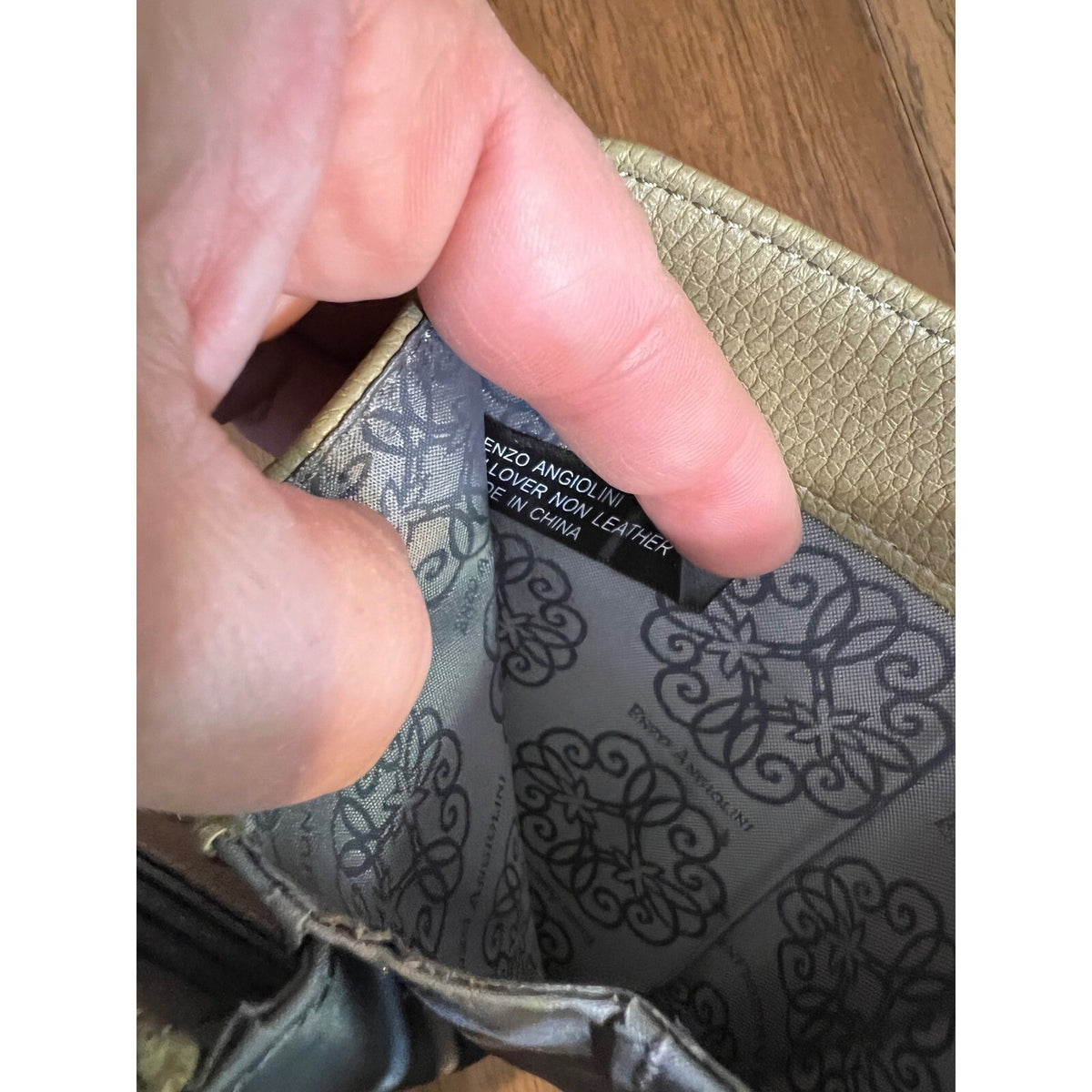 Enzo Angiolini Wallet Women Small Sage Green Pebbled Faux Leather Bifold Chic