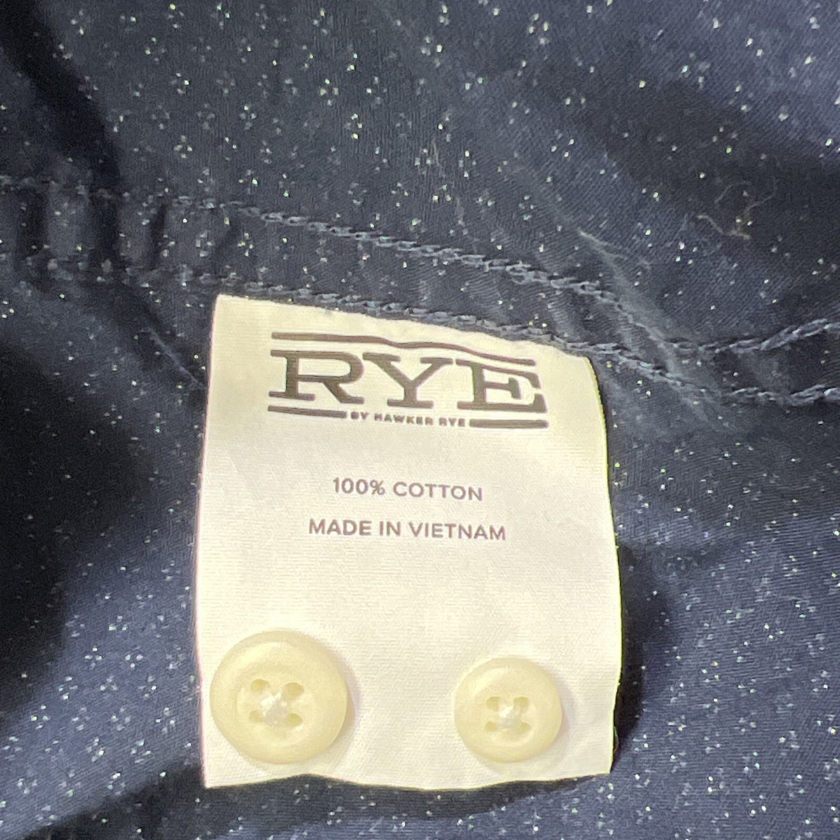 Rye Hawker Rye Men’s Slim Fit Button Up Shirt Medium Navy Geometricn AOP Casual