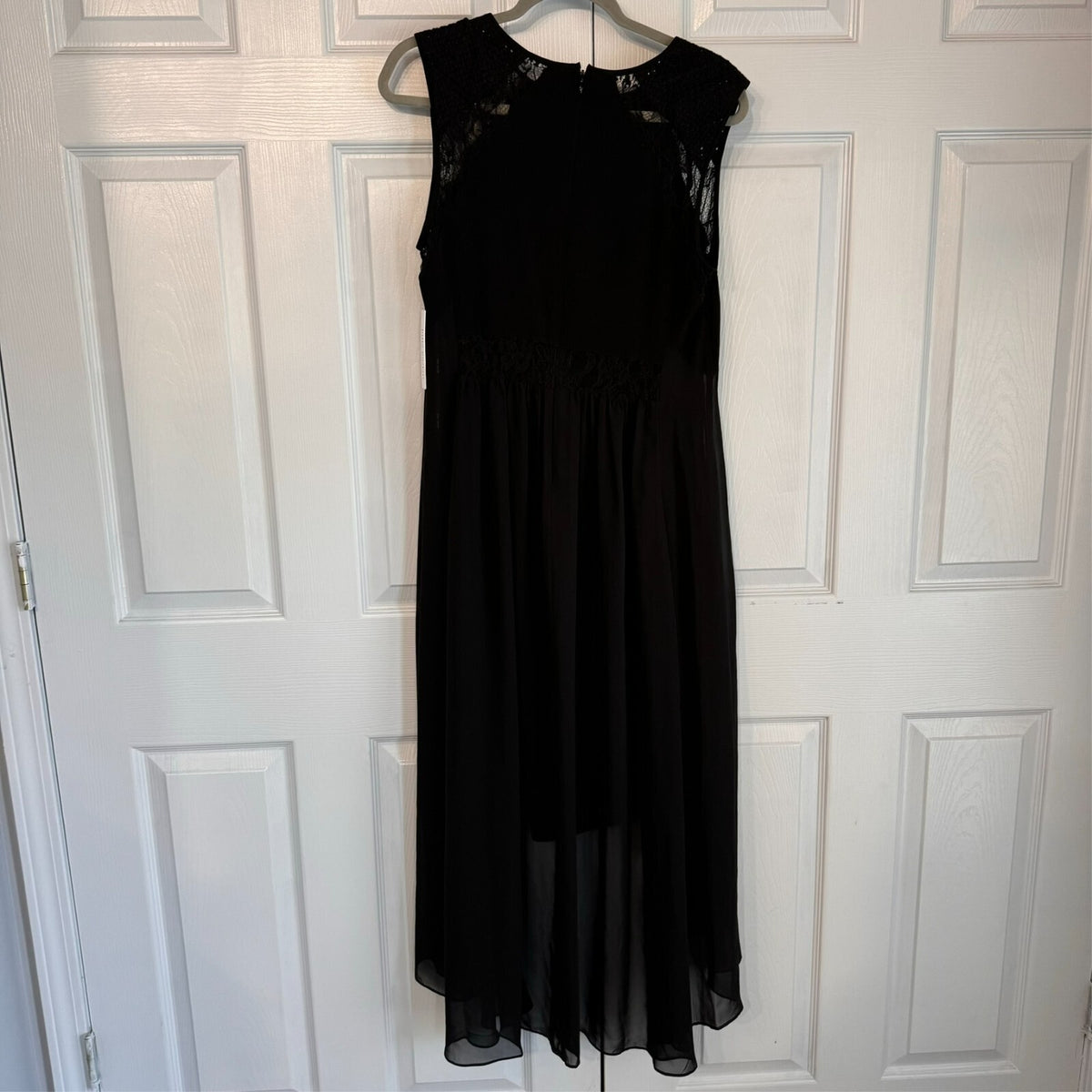 NWT Julia Jordan Sz 14 Black Sheer High Low Halter Sleeveless Chiffon Crochet