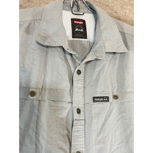 Wrangler Shirt Mens Large Gray Short Sleeve Button Up Outdoor Hiking Gorpcore