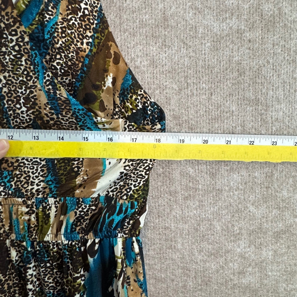 Glamour Maxi Dress Womens 14W Animal Print Sleeveless V Neck Boho Chic