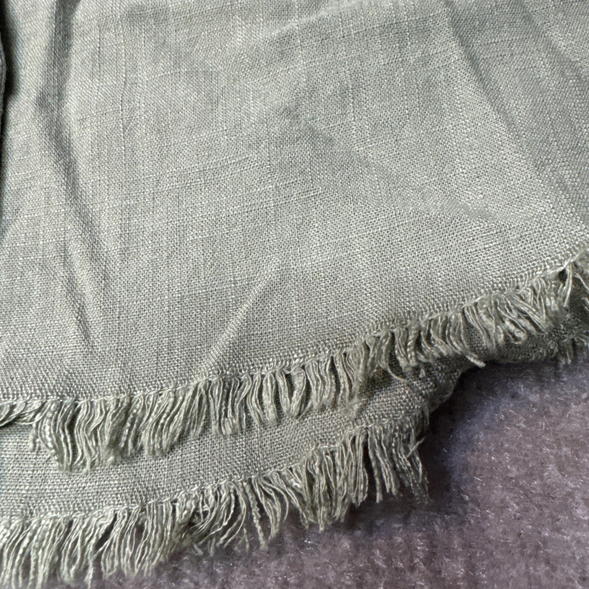 Thread Supply Shirt XS Sage Linen Tunic Frayed Hem Lagenlook Festival Goblincore