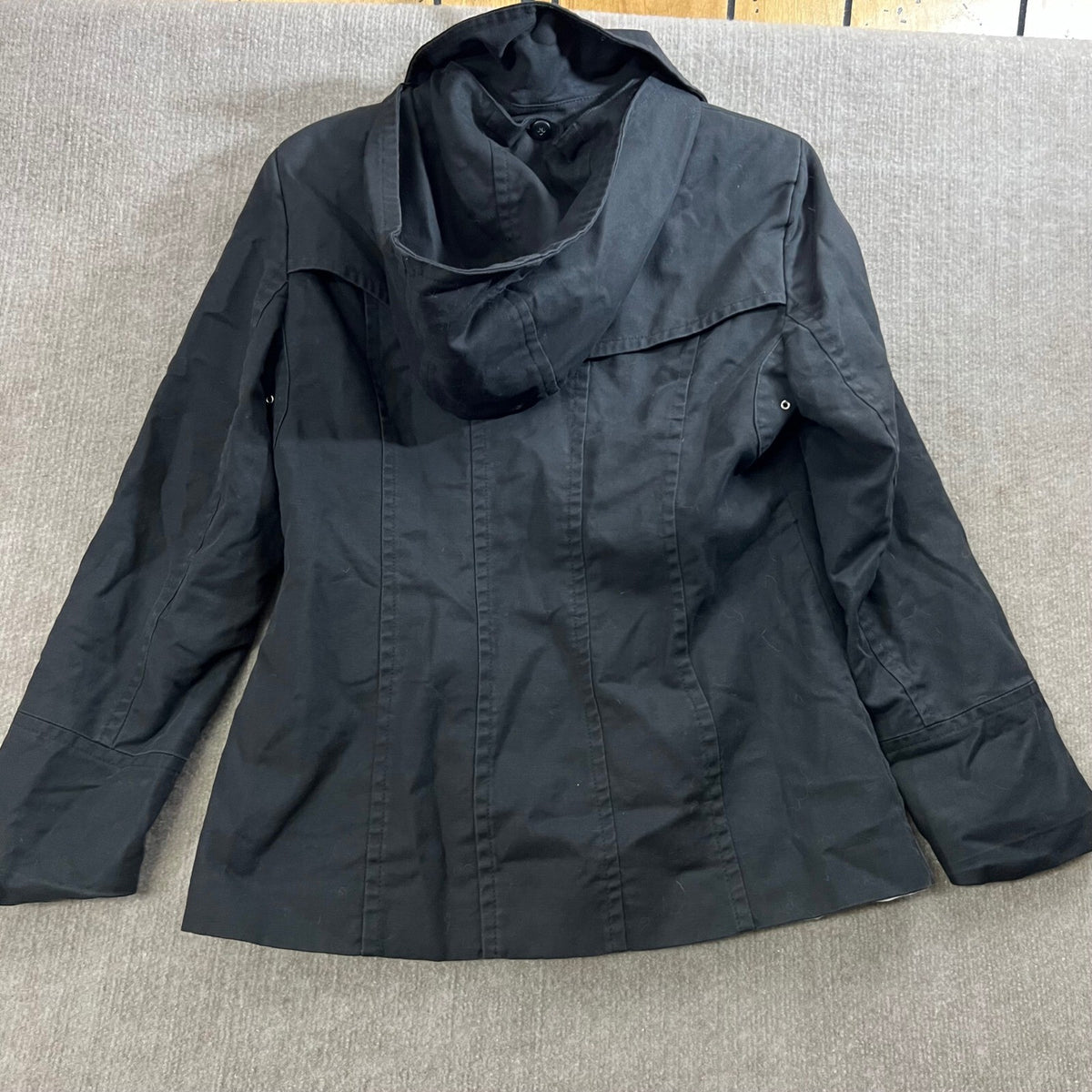 Calvin Klein Jacket Petite XS Black Full Zip Collared 97% Cotton Stretch