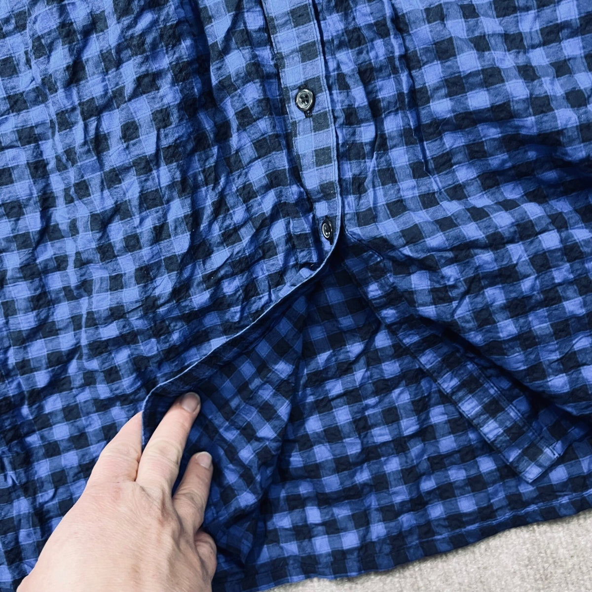 Never A Wallflower Blue Plaid Gingham Full Button Front Dress Small