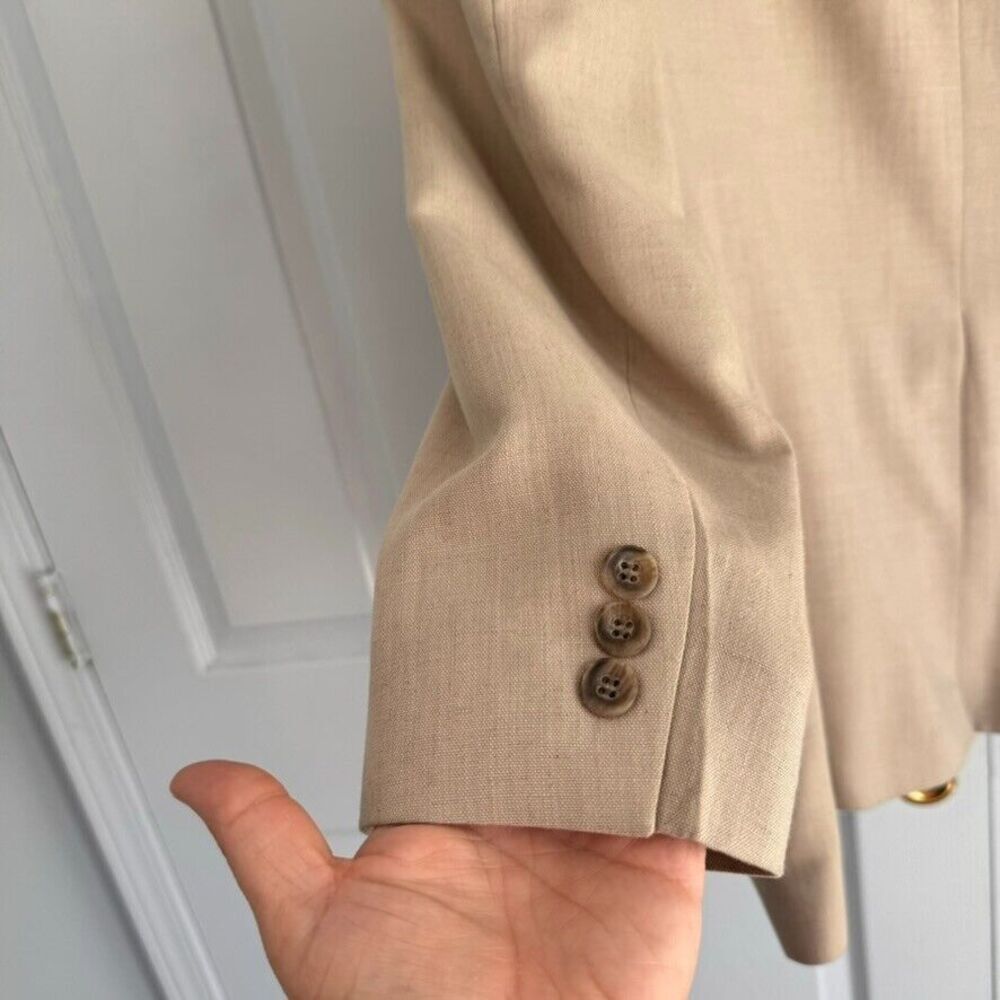 Haggar 42 R Tan Suit 2-button single vent 3 button cuff Blazer Jacket