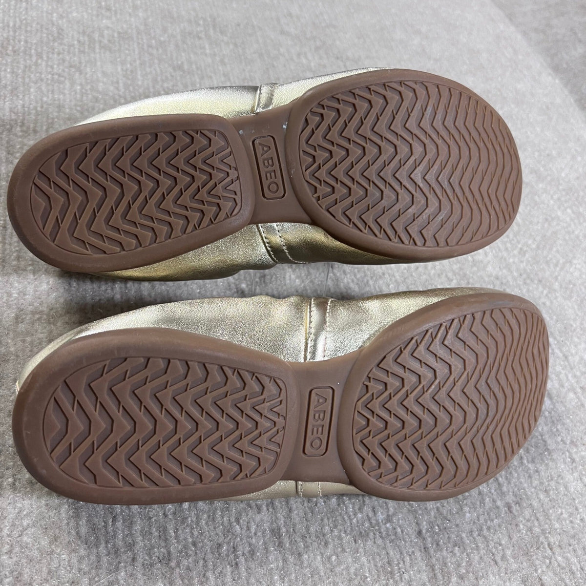 ABEO Tilly Gold Leather Ballet Flats Comfort Slip On Shoes