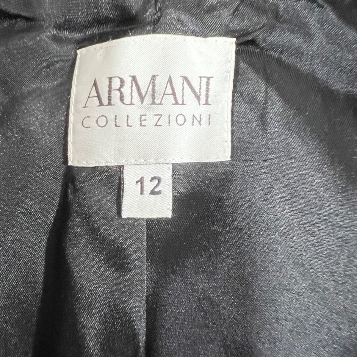 Armani Collezioni Blazer Women Size 12 Black Viscose Wool Blend Minimalist Luxe