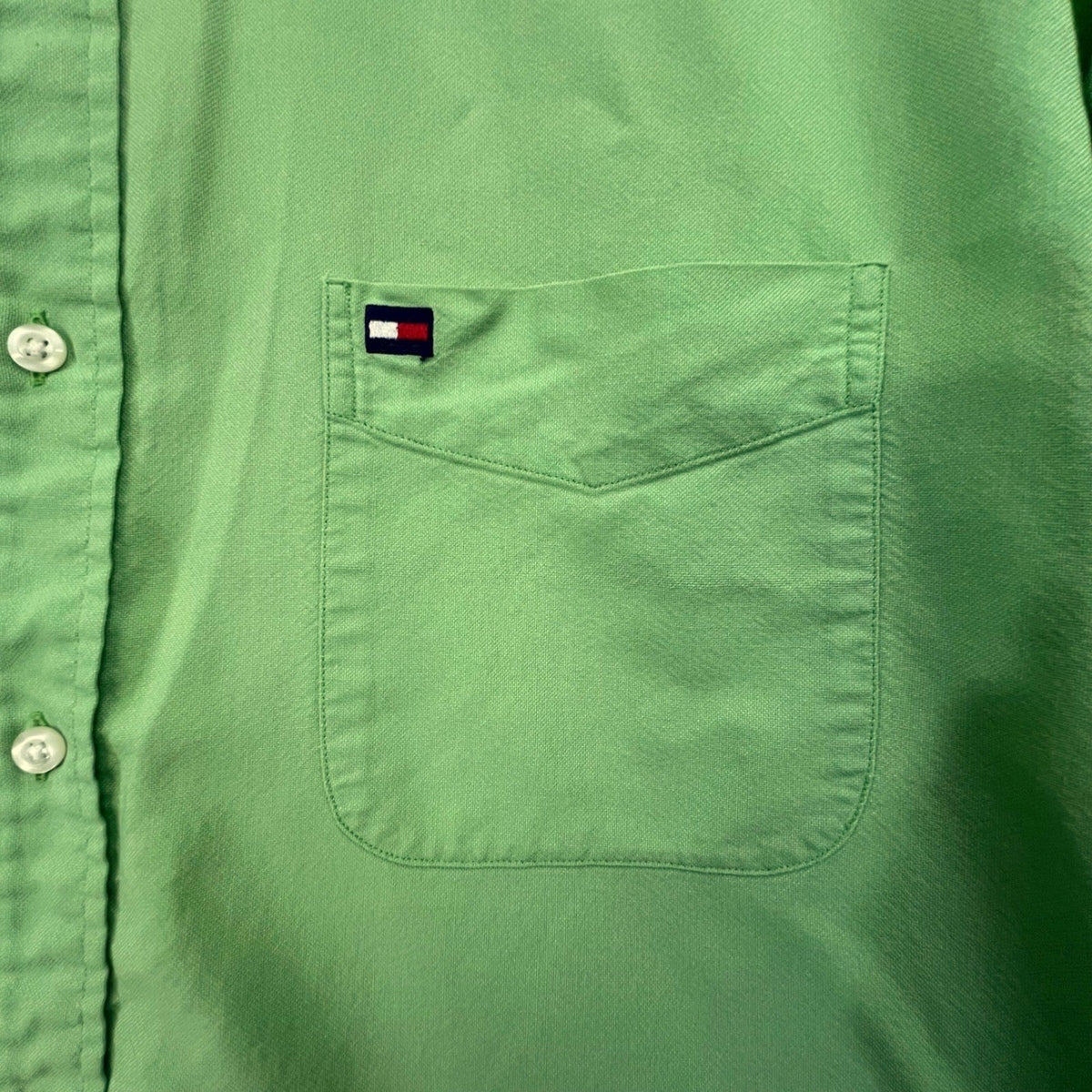 Tommy Hilfiger Mens L Long Sleeve Button Down Shirt Casual Green Cotton