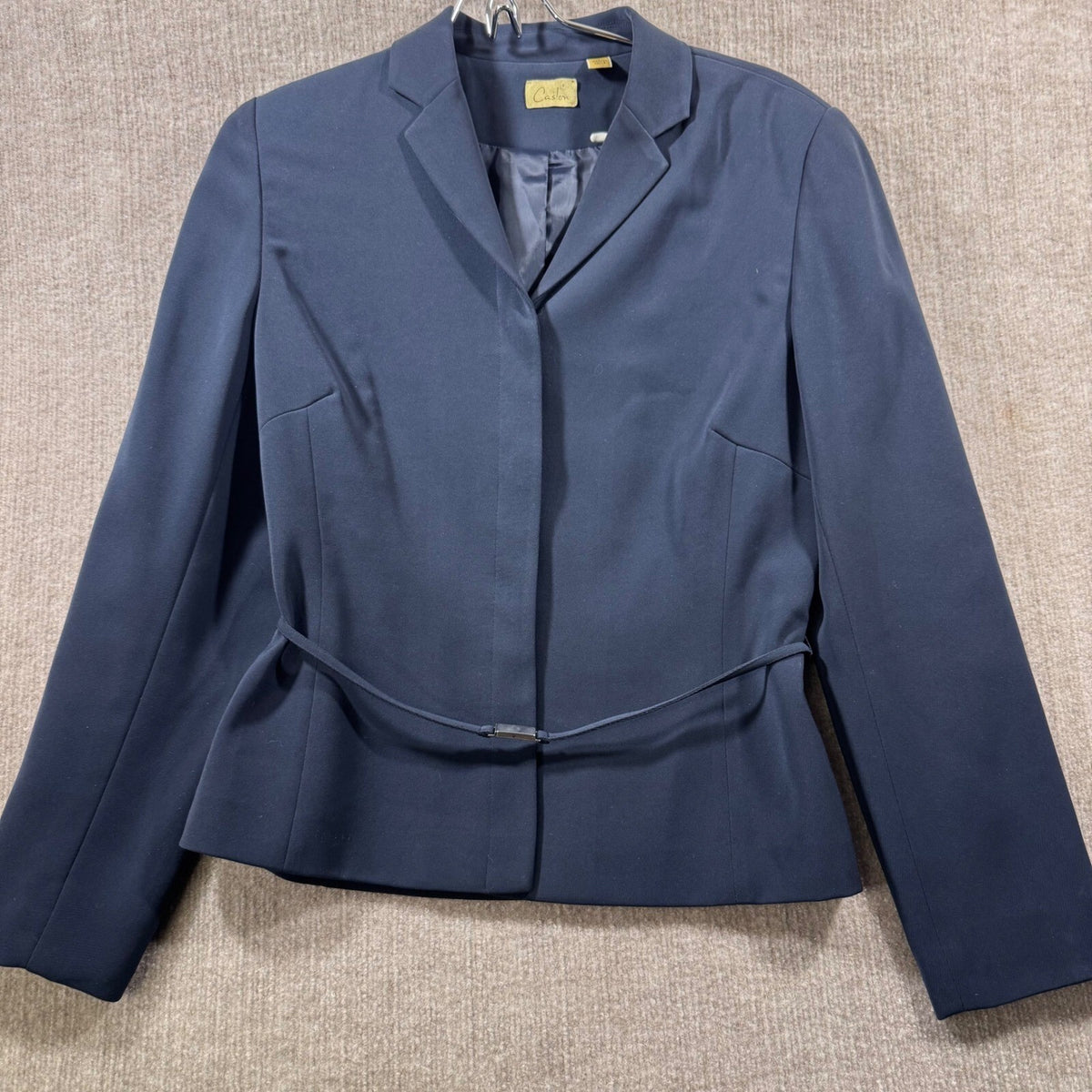 Caslon Navy Blue Belted Blazer Dress Pantsuit Sz 6 Capsule Office Interview Suit