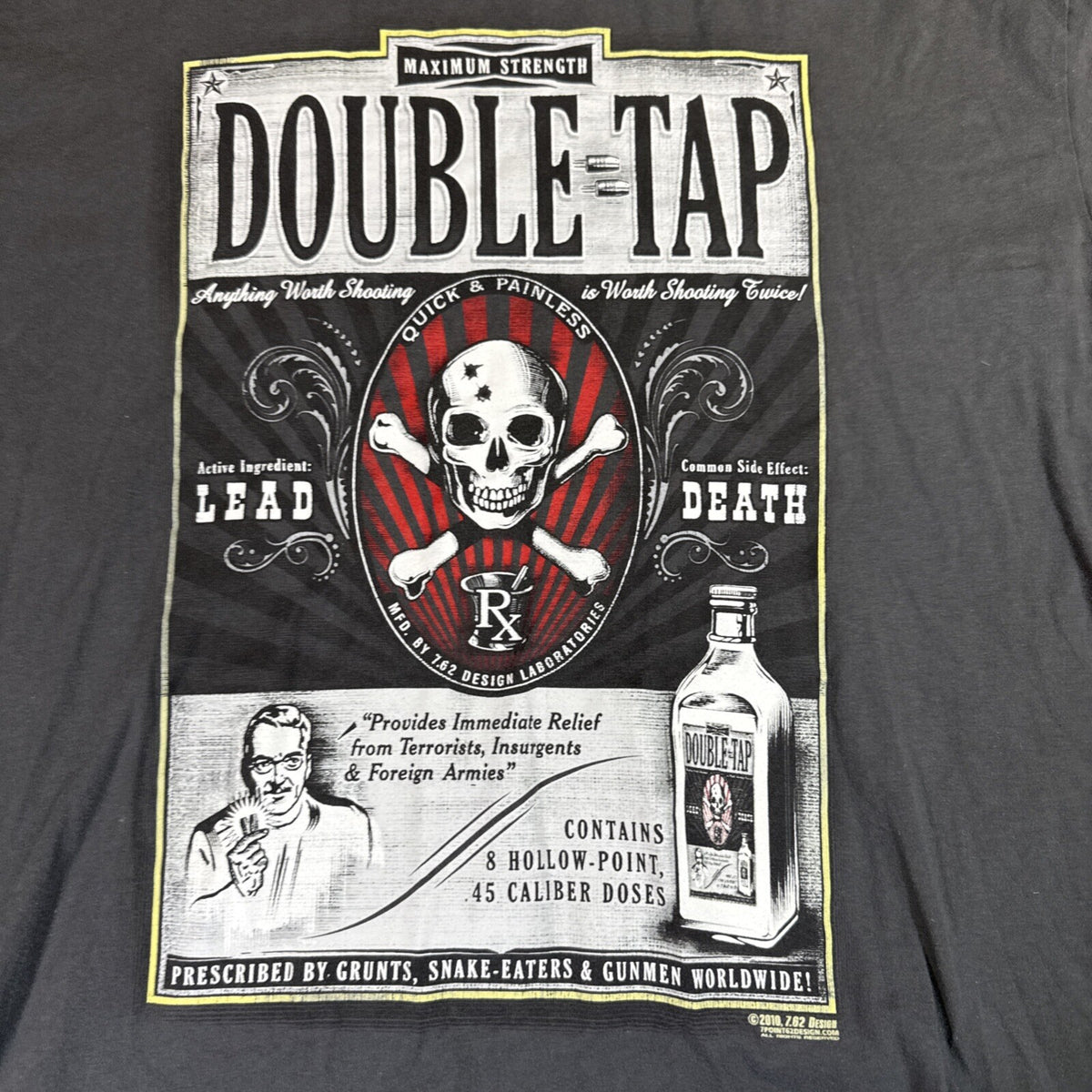 7.62 Design Men's T-Shirt 2x Double Tap Gray Graphic