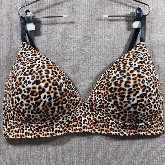 Ashley Stewart 46DD Leopard Print Plunge Bra Lingerie