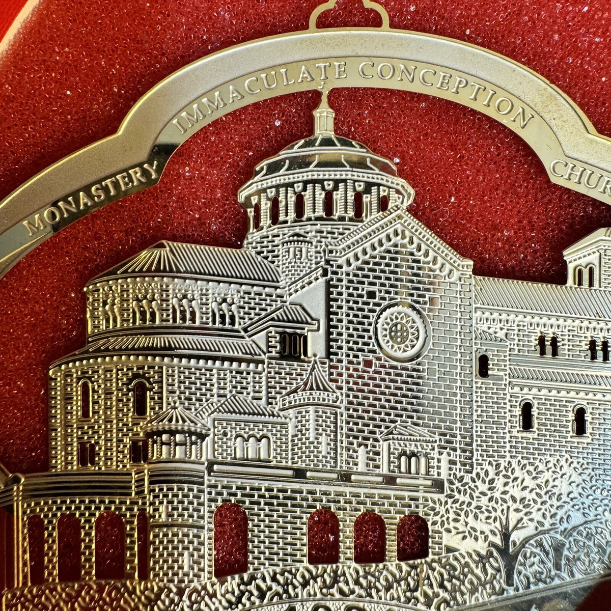 Monastery Immaculate Conception Church Ornament Gold Tone 2002 Holiday Decor