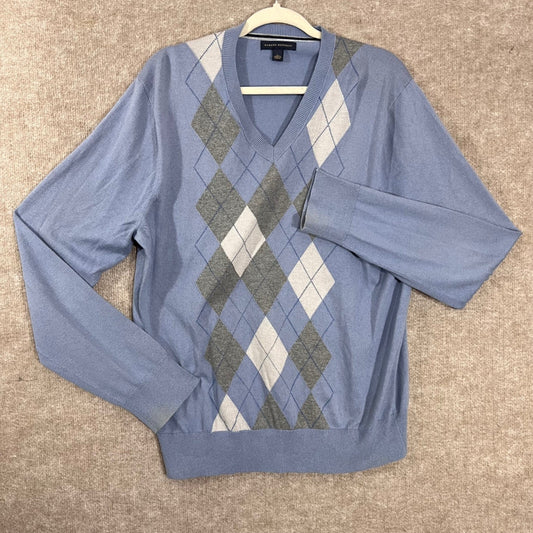 Vintage Banana Republic Argyle Sweater Mens L Cashmere Blend Preppy Minimalist