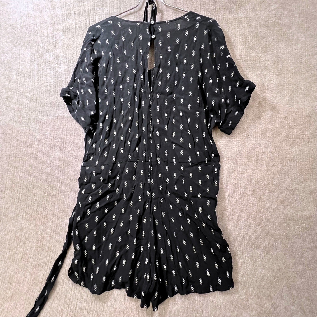 Madewell Black Diamond Print Wrap Romper Playsuit Jumpsuit Size Medium