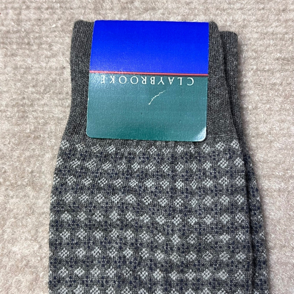 Claybrooke Men's Graph Dress Socks Size 10-13 Gray Checkered Cotton Blend