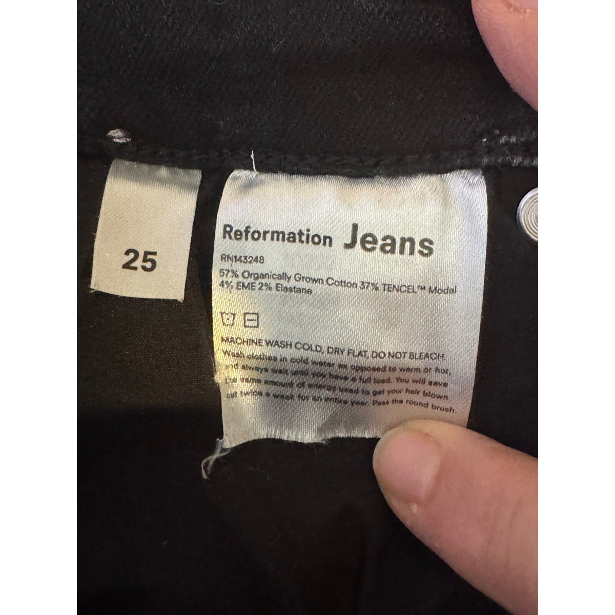 Reformation Jeans 25 Faded Black Destroyed Wash High Rise Skinny Denim Edgy