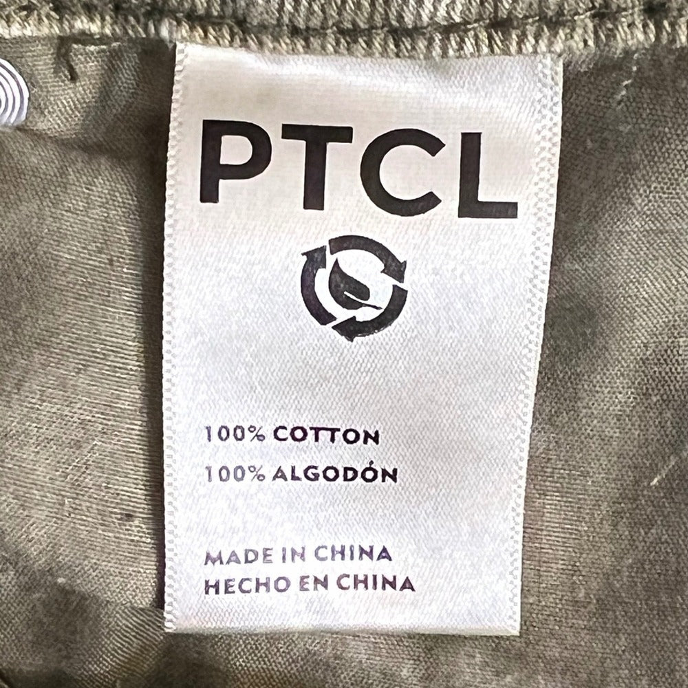 PTCL Ethikal Wide Leg Jeans Women 28 Olive Green Frayed Seam Raw Hem Grunge