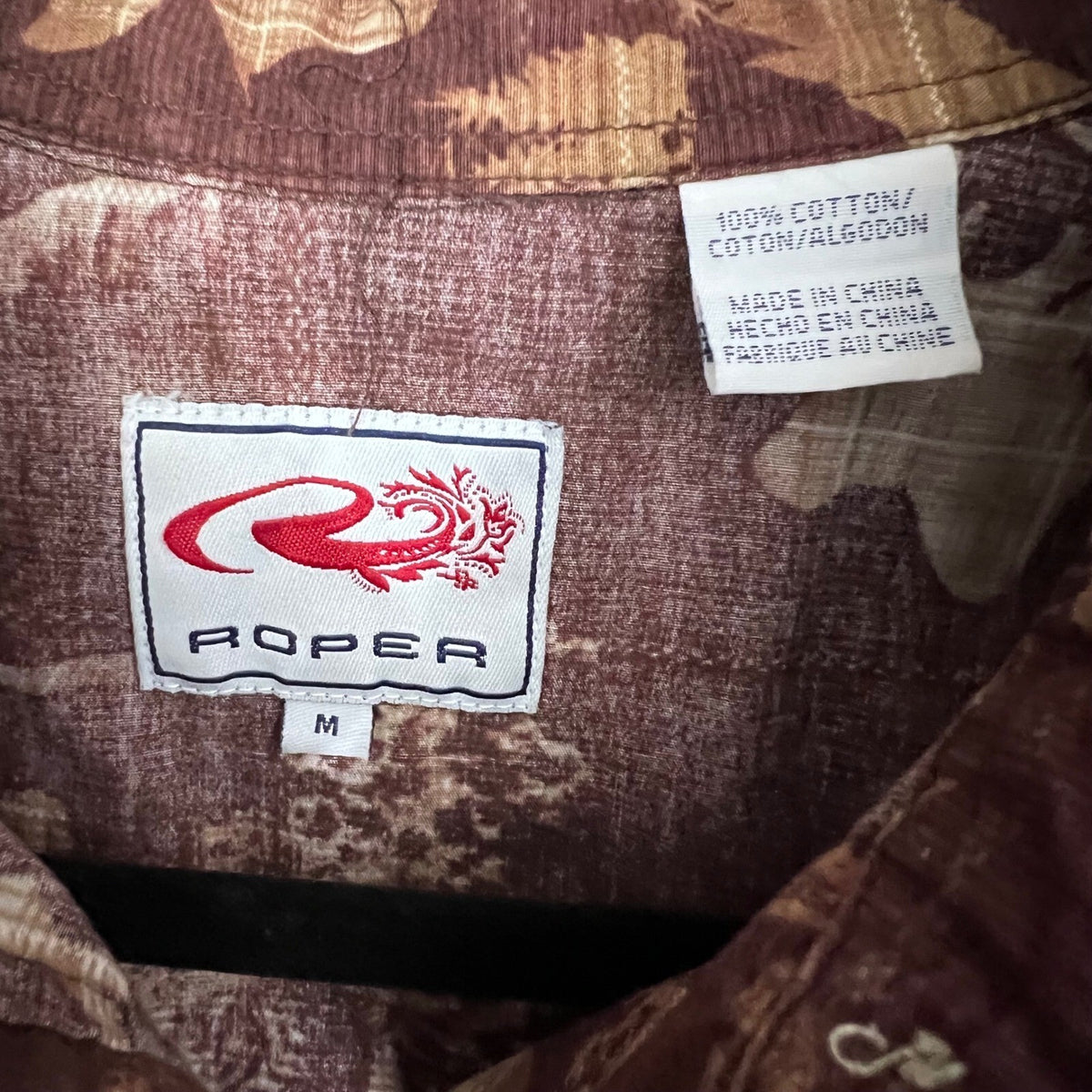 Roper Women's Button Down Shirt Medium Brown Deer Print Western Plaid Rare AOP