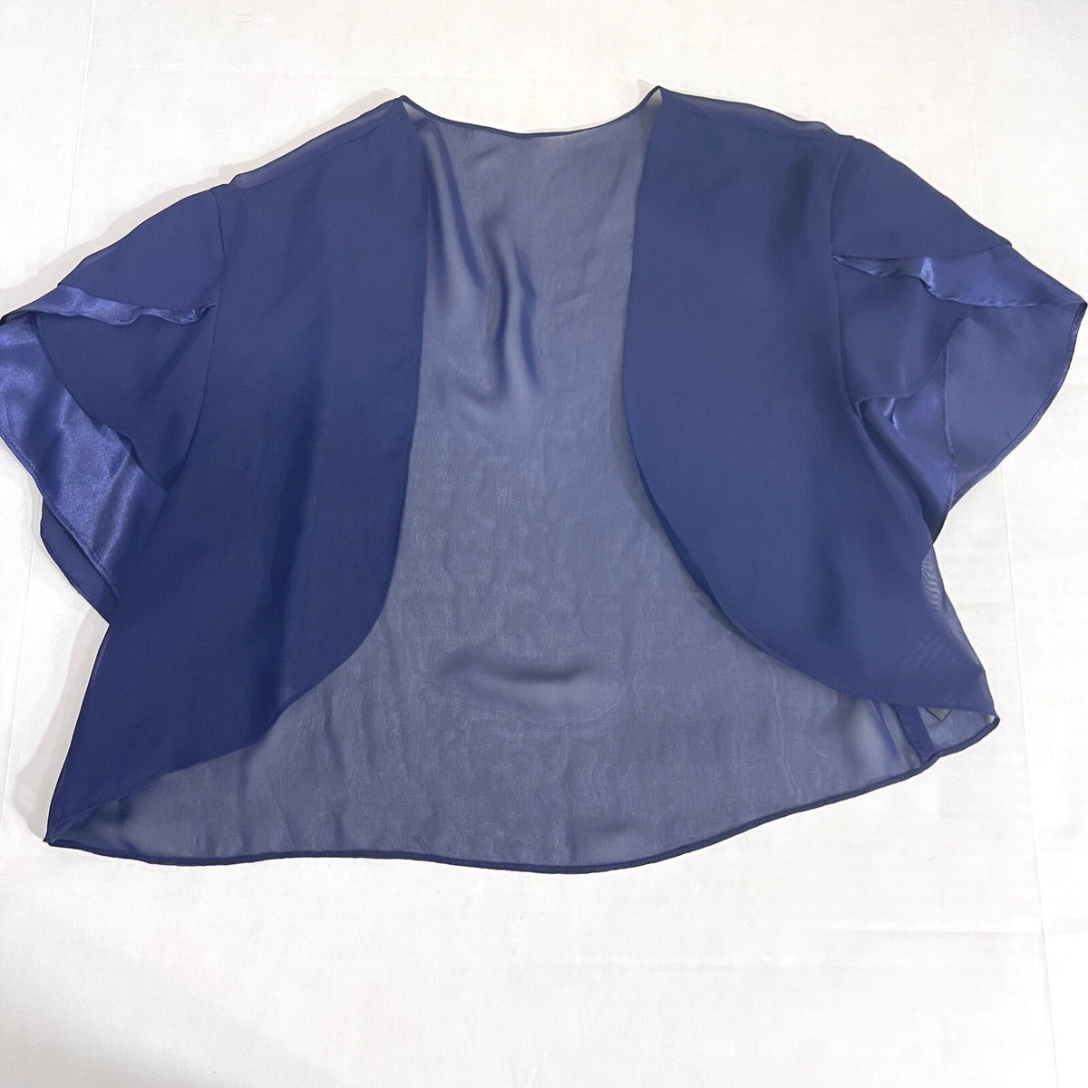 Sheer Chiffon Flutter Bolero Shrug Women Size 10 Navy Formal Evening Wrap