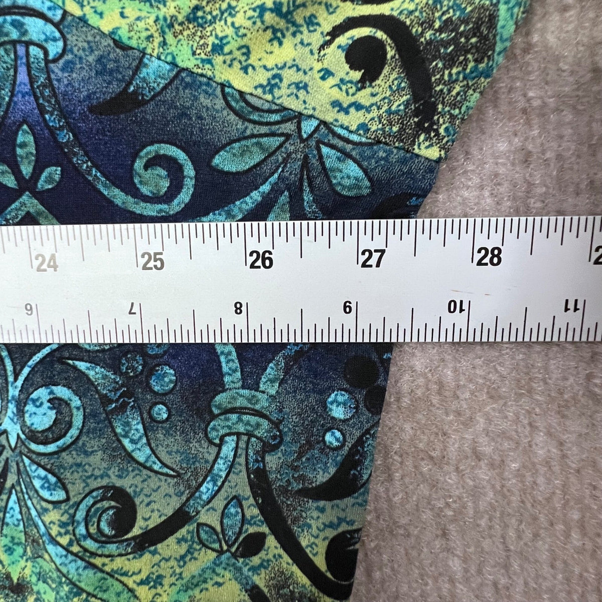 Allison Daley Top 2X Blue Green Black Pattern Short Sleeve