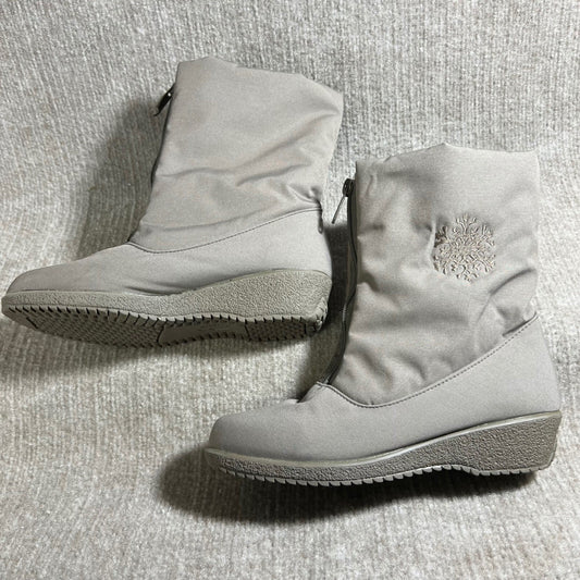 Toe Warmers Tan Mid-Calf Winter Snow Boots Women's 7 Fleece Lined Zip Waterproof