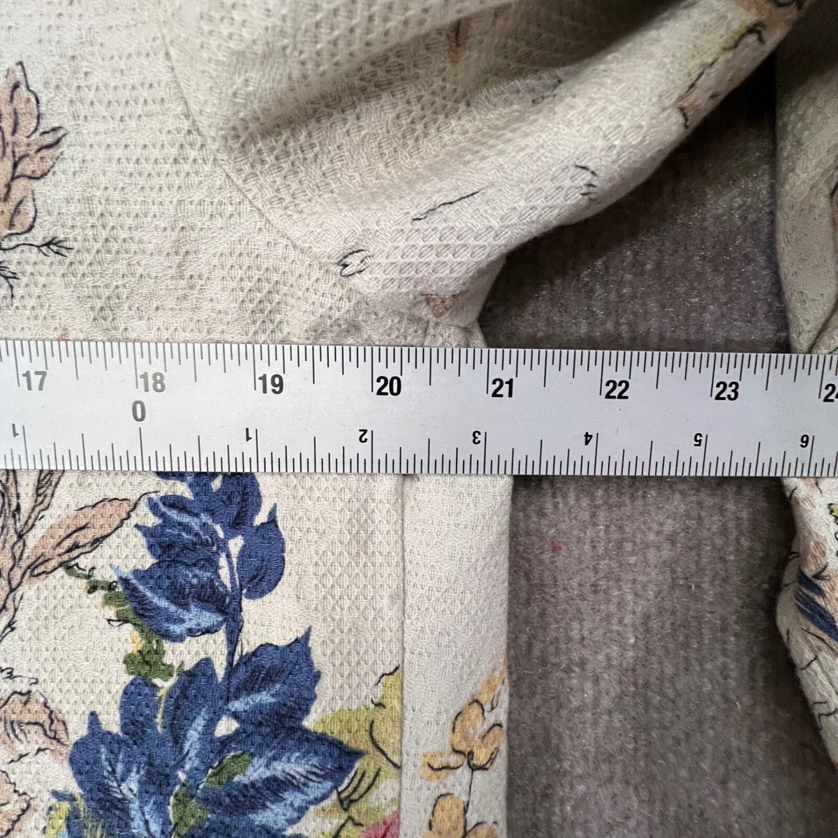Coldwater Creek Floral Blazer Women's 12 Cream Colorful Cotton Textured Blazer