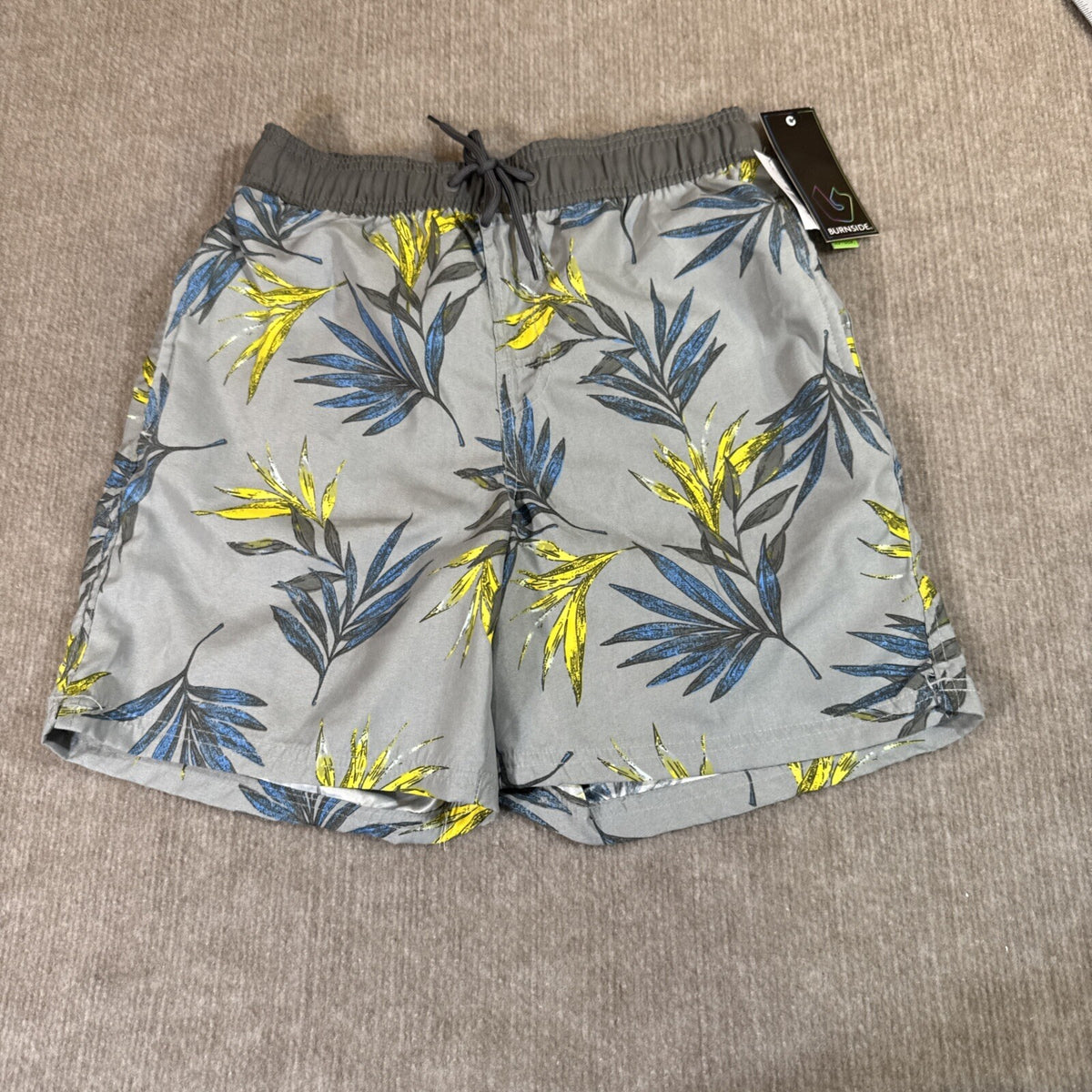 Burnside Men Board Shorts Sm Quick Dry UV Gray Tropical