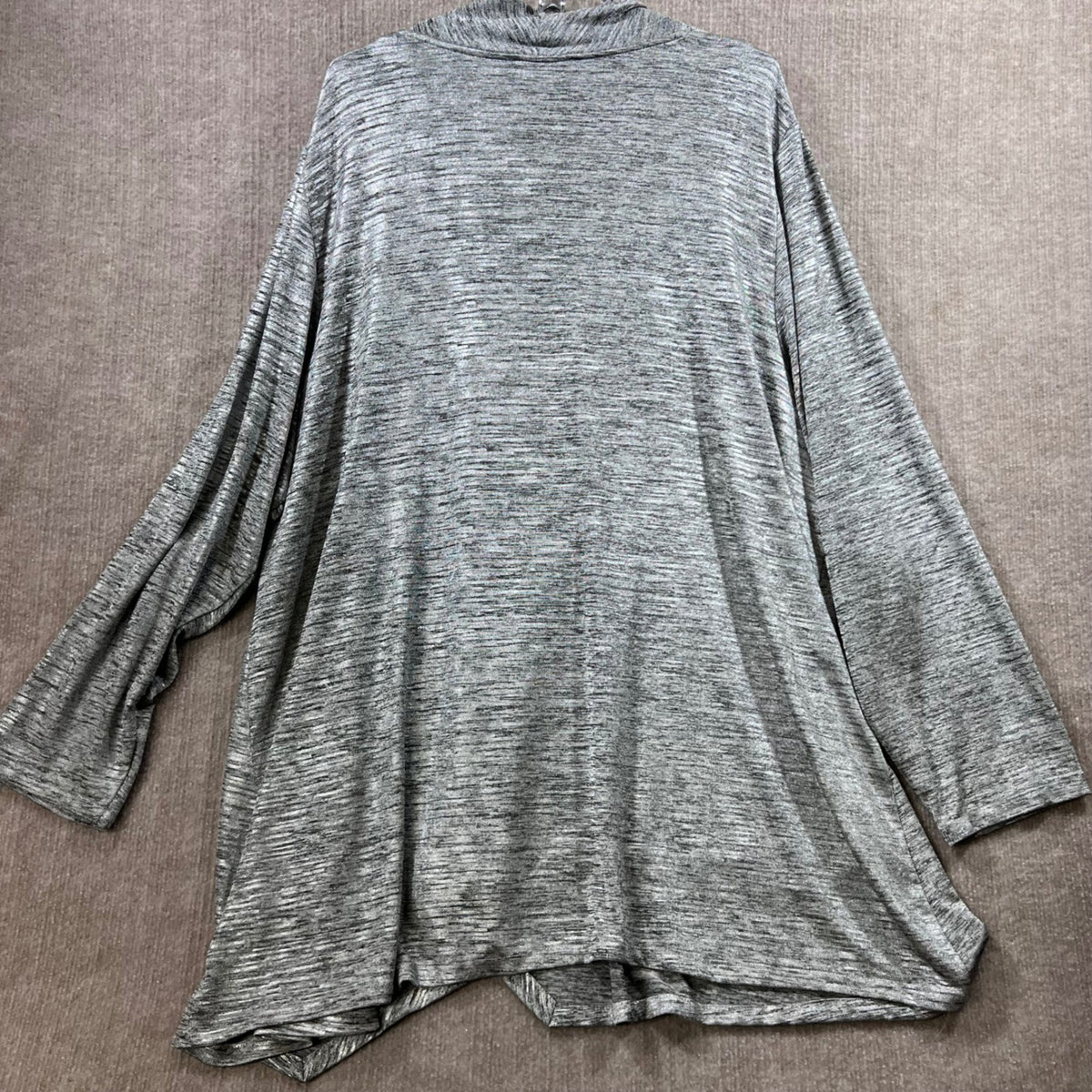 Calvin Klein Metallic Silver Open Front Duster Cardigan 3X Shimmer Waterfall