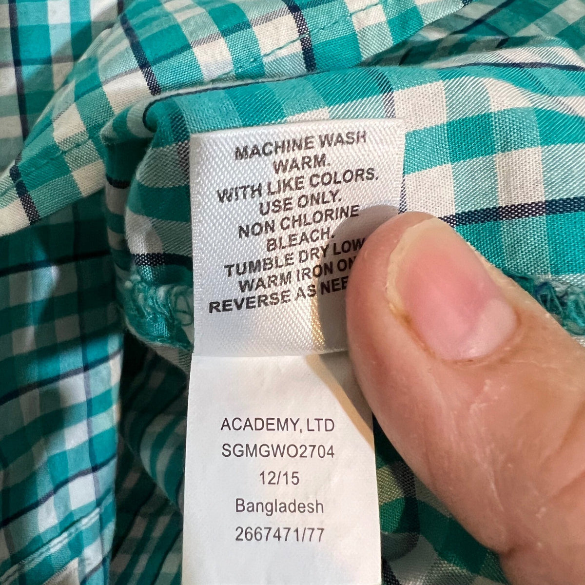 Magellan Outdoors Button Up Shirt Women M Green Gingham Plaid Hiking Gorpcore