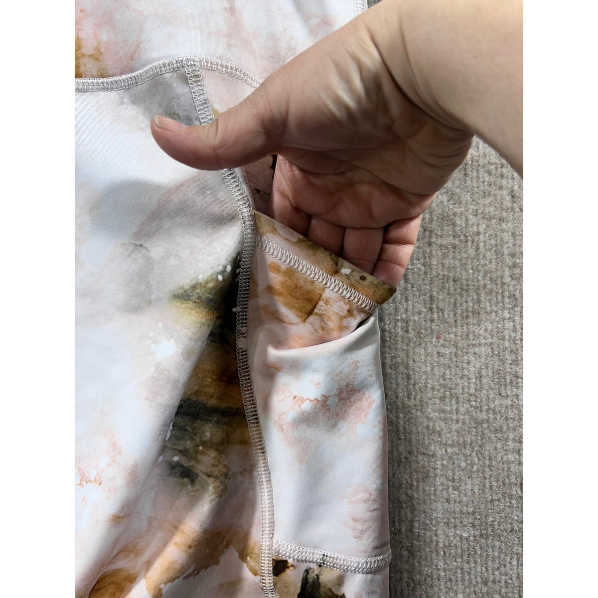 Apana High Waisted Athletic Leggings with Pockets Marble Print XL