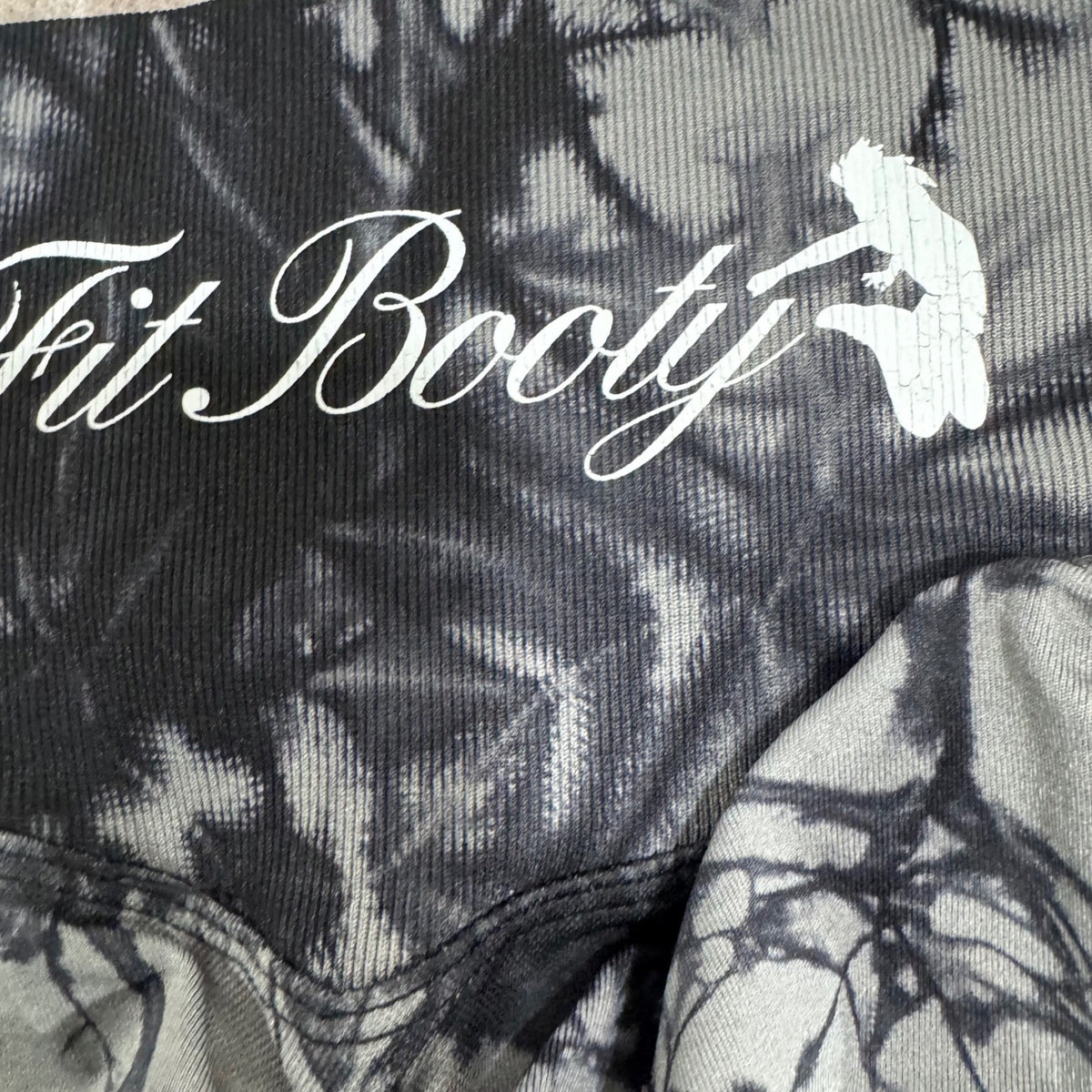 Fit Booty Leggings Women Small Gray Black Tie Dye Scrunch Butt Ribbed Athleisure