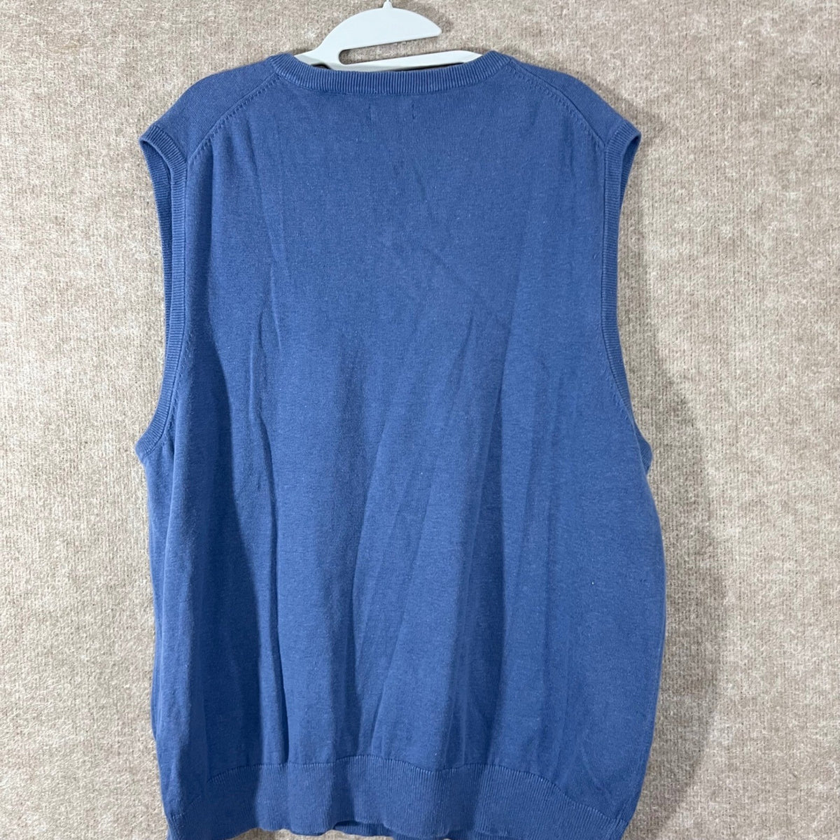 IZOD Sweater Vest Mens XL Blue V Neck Cotton Knit Sleeveless Minimalist Preppy