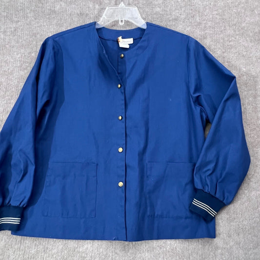 Vintage Norm Thompson Portland Nautical Women's Blue Button Front Jacket Size 16