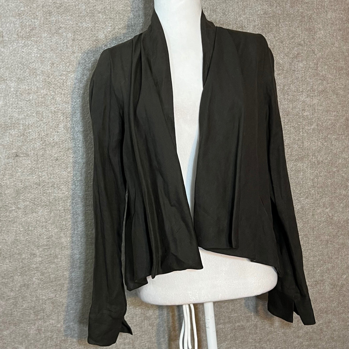 Sarah Pacini Linen Blend Cardigan Jacket Women Size 1 Brown Draped Open Front