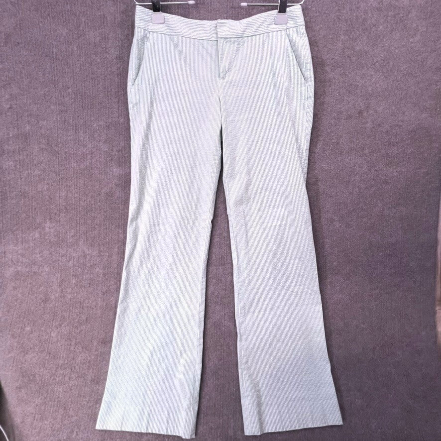 Vineyard Vines Womens Seersucker Pants Size 8 Striped Whale Logo Bootcut Resort