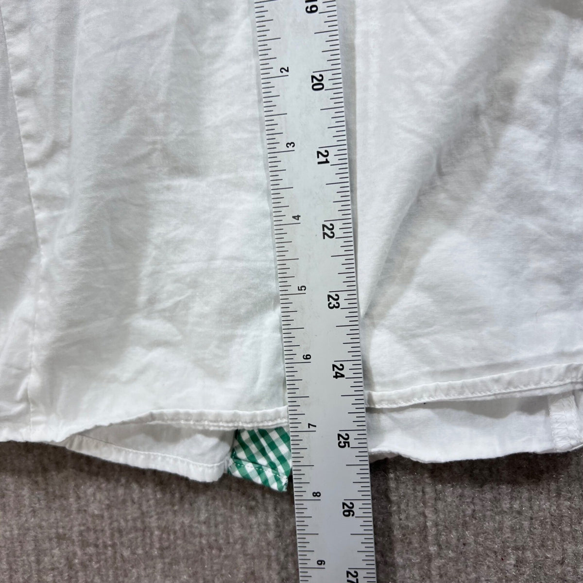 Arido Women's White Button Down Shirt 3/4 Sleeve Gingham Trim Size 46 us l