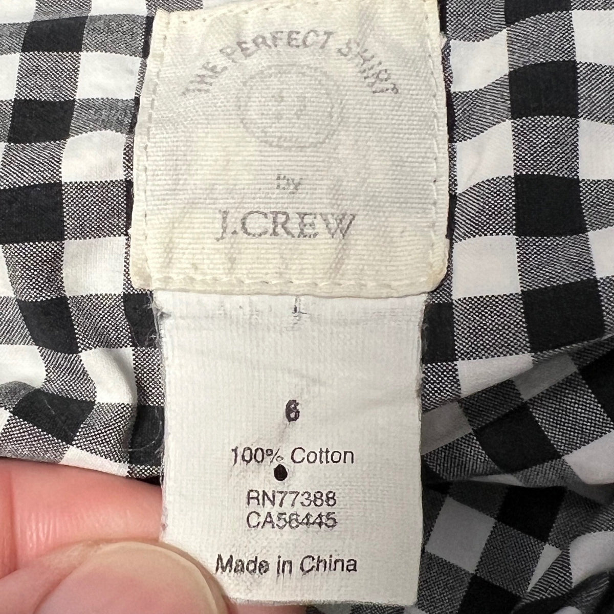 J.Crew The Perfect Shirt Women's Black White Gingham Check Button Down Top