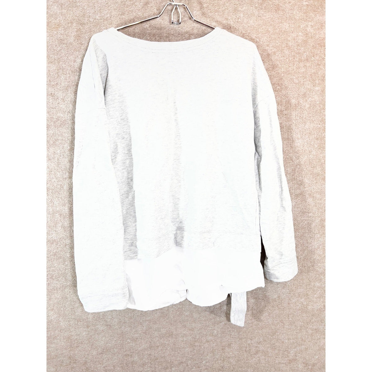 Sanctuary Mixed Media Sweatshirt Womens L Gray White Layered Tie Hem Casual